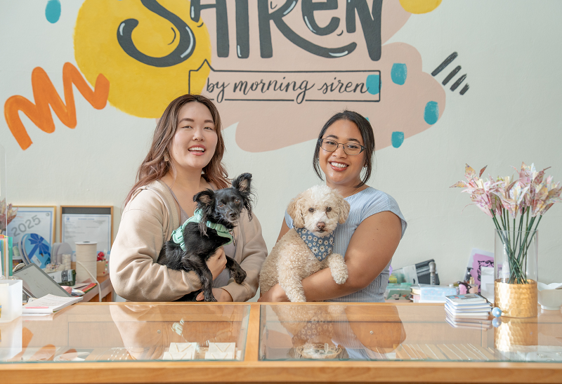 Sairen Kaitlin Uemura and Kaitlin Madriaga Wong in their store, Sairen.