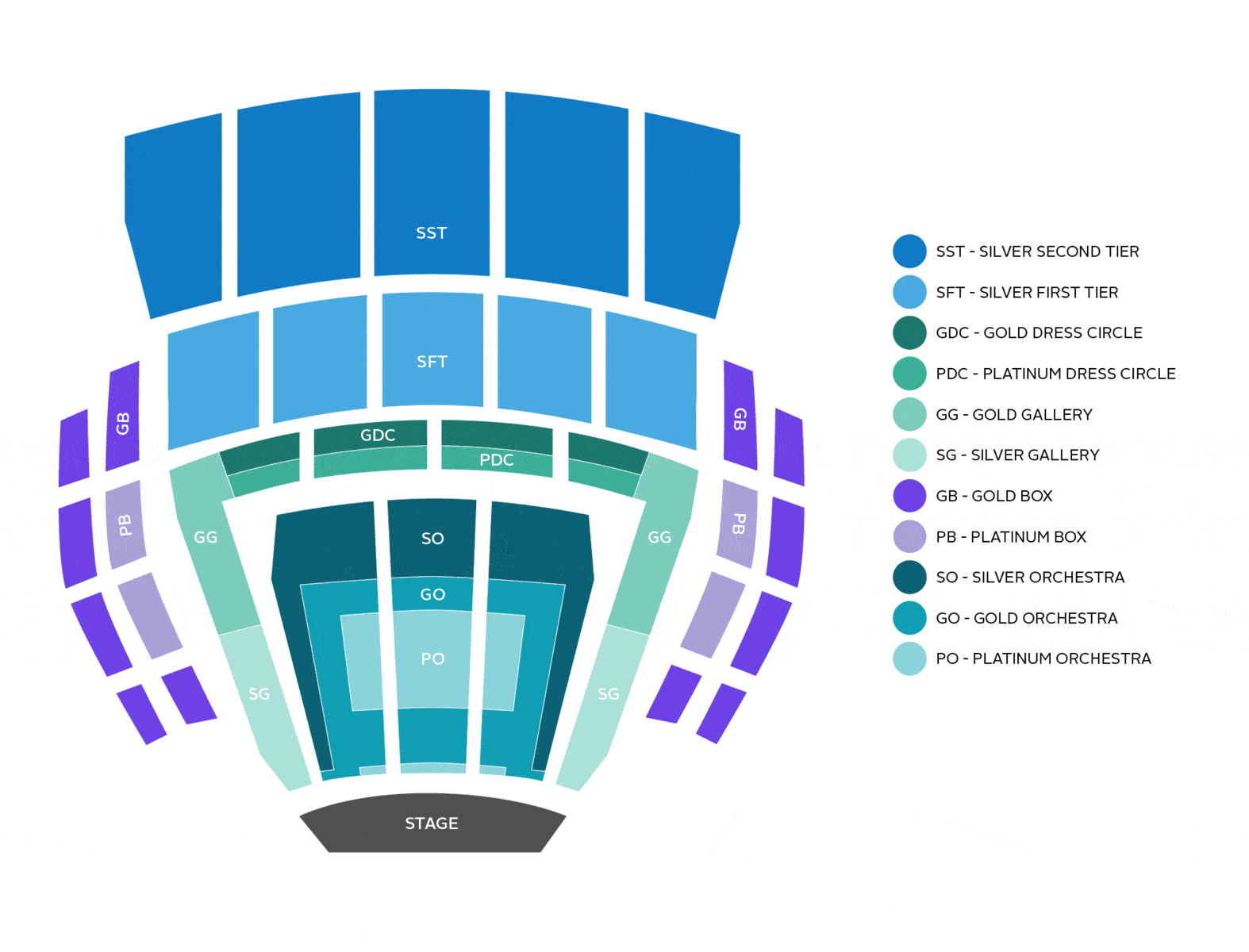 PNB Platinum, Gold, and Silver seating chart for McCaw Hall.
